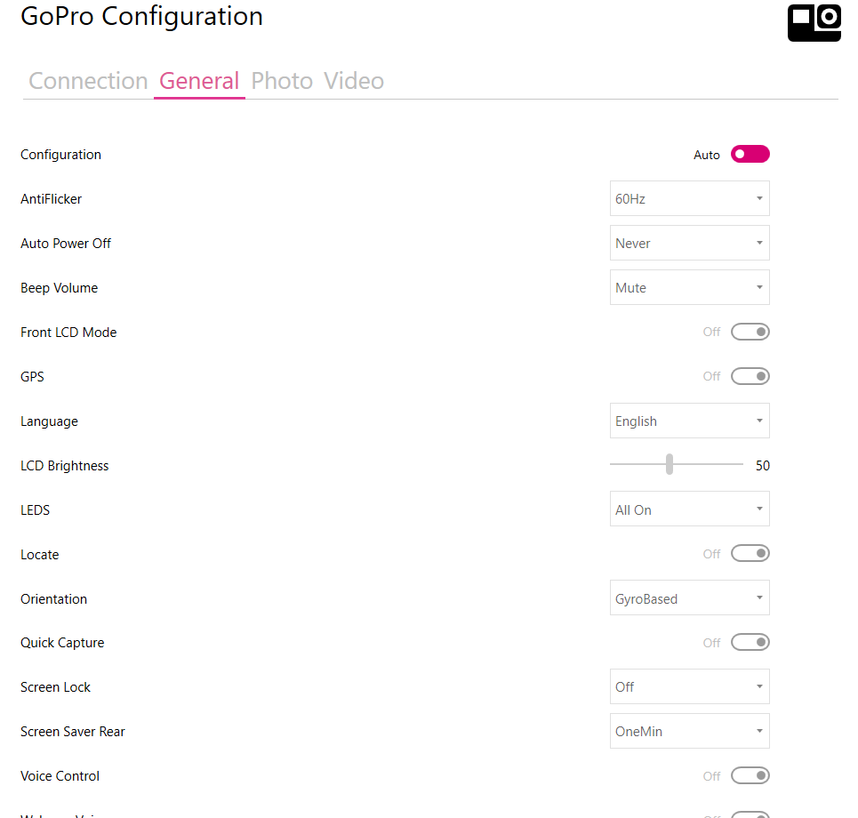 GoPro General Settings